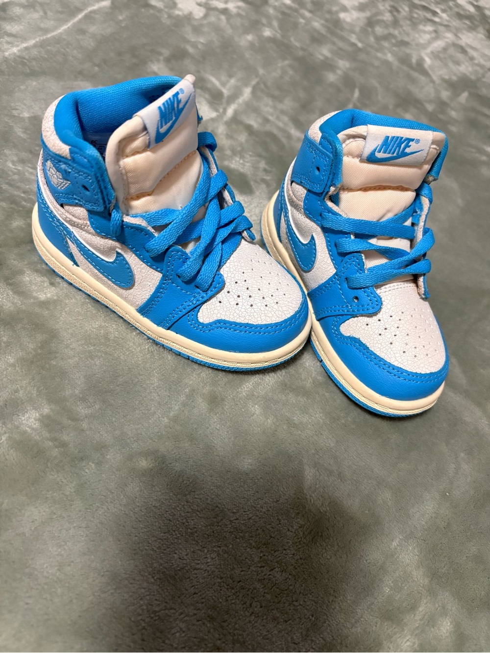 Nike Kids White and Bright Blue High-Top Sneakers